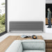 Carisa Nemo Double XL Aluminium Horizontal Radiator, in a living space fixed to a white wall