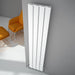 Carisa Step Aluminium Vertical Radiator fixed to a grey wall in a living space