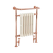 Carron Radiators Broughton Cast Iron Towel Rail left side facing with shining copper rail with white 4 column Victorian cast iron radiator insert