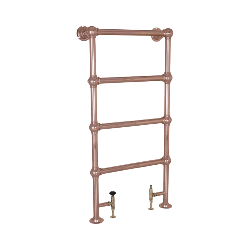 large Carron Colossus Towel Radiator Floor Mounted in size 1300mm height x 650mm width tow007 in copper rail finish