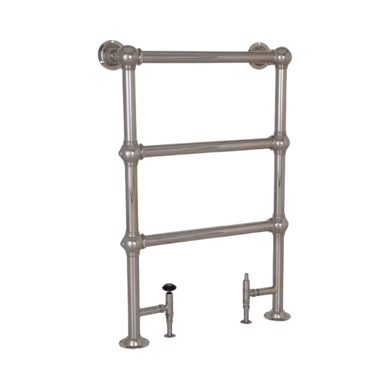 Carron Colossus Towel Radiator Floor Mounted nickel radiator rail finish in size 1000mm height x 650mm width