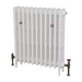Carron Victorian 4 Column Cast Iron Radiator 810mm Height with a side profile image with brushed brass valves clear background image