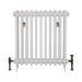 Carron Victorian 4 Column Cast Iron Radiator 810mm Height Special Finish front side profile image of a white radiator with brass valves either end, clear background image white painted