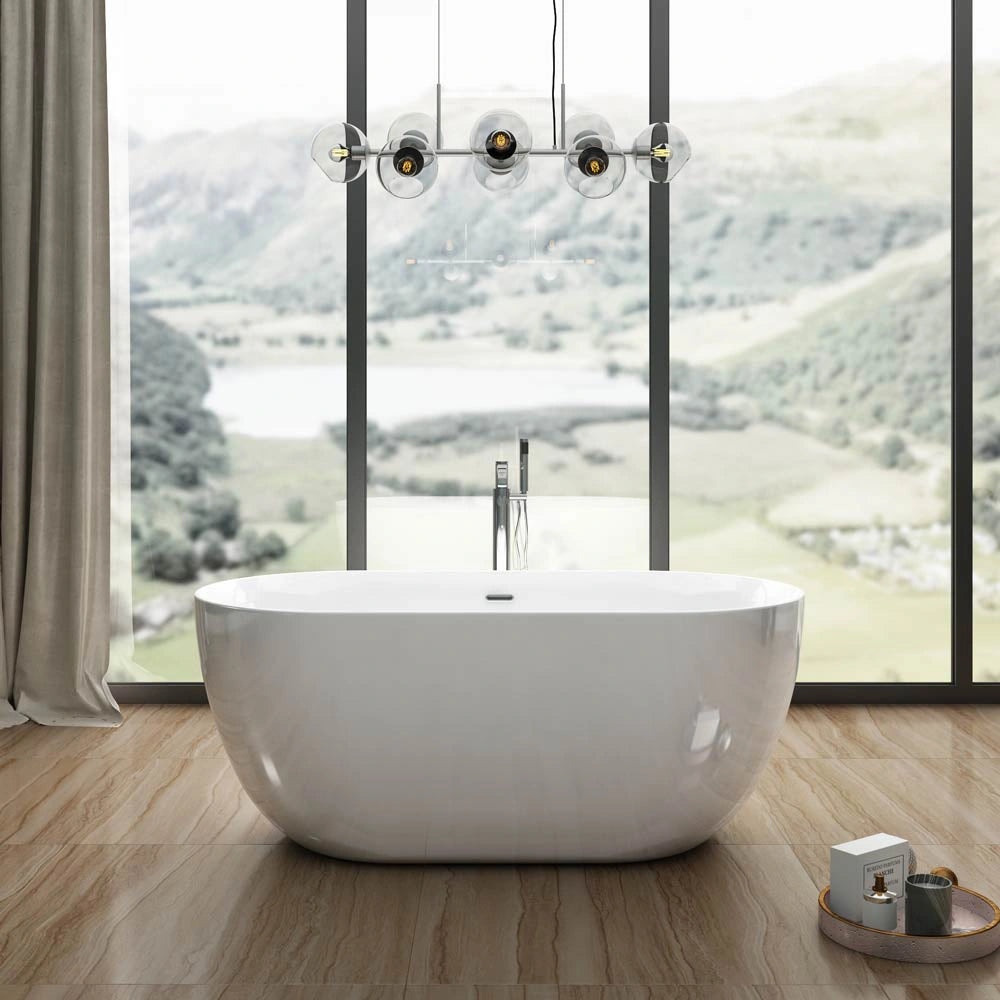 Charlotte Edwards Mayfair Acrylic Freestanding Bath, Double Ended Bathtub, 1800x860mm white, in a bathroom space