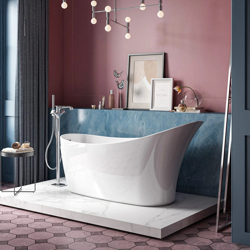 Charlotte Edwards Portobello Acrylic Small Freestanding Bath, Double Ended Painted Small Slipper Bathtub, 1400x670mm, in a bathroom space