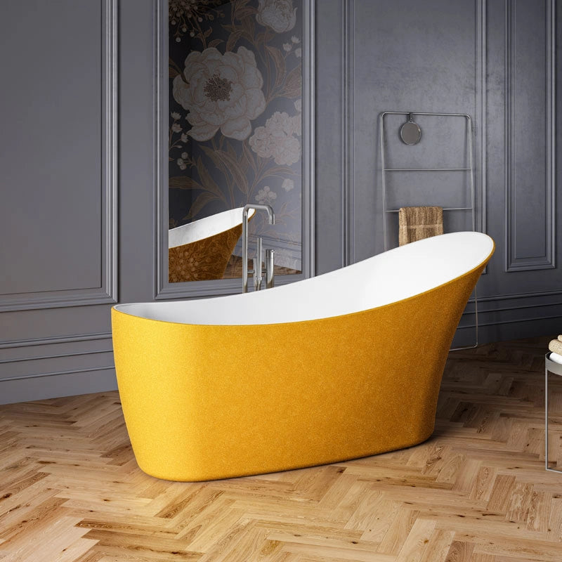Charlotte Edwards Portobello Acrylic Freestanding Bath, sparkling gold in a bathroom space