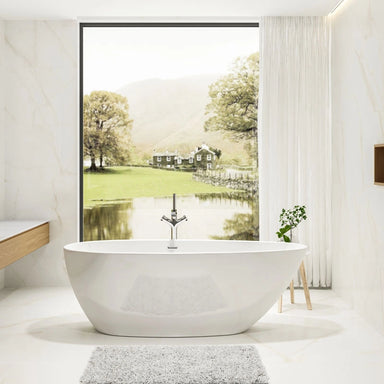 Charlotte Edwards Ruby Acrylic Freestanding Bath, gloss white in a bathroom setting