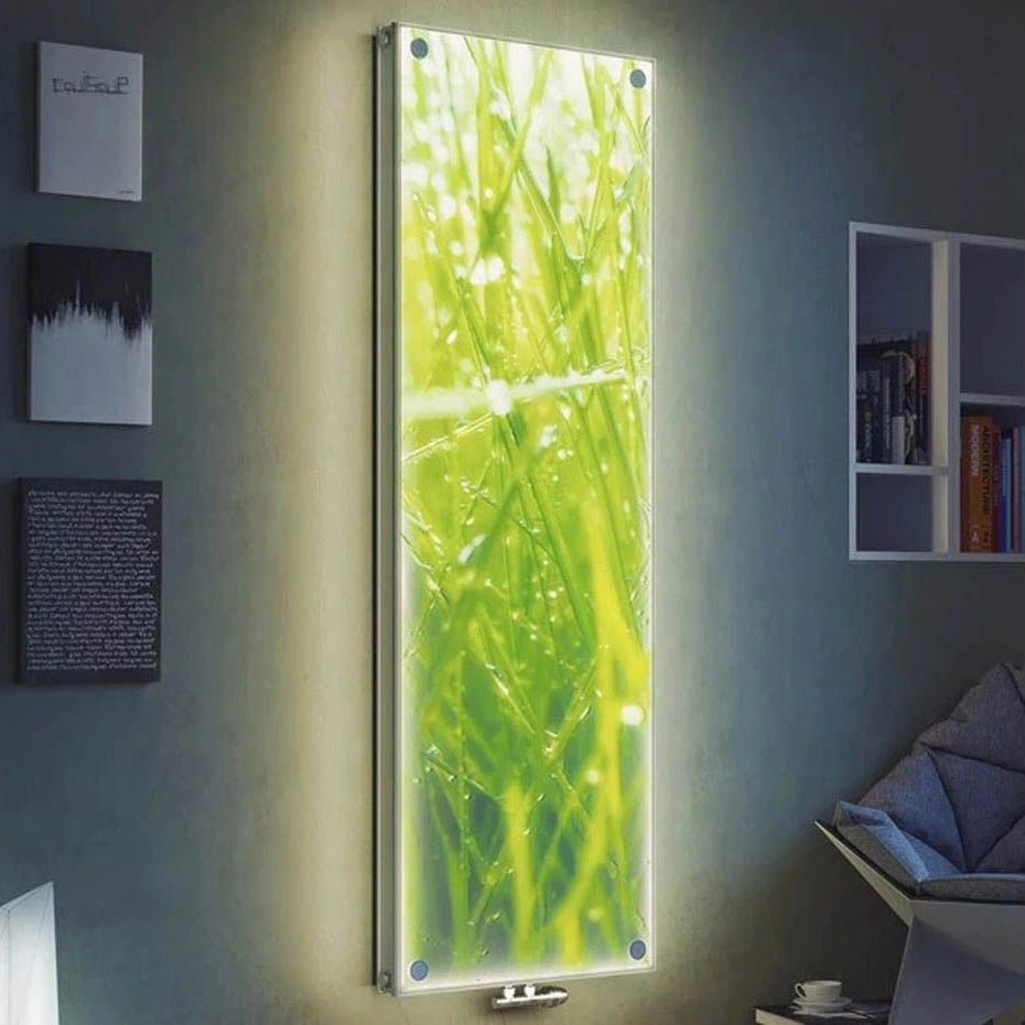 Eucotherm Mars Vitro Picture LED Vertical Radiator in a living area