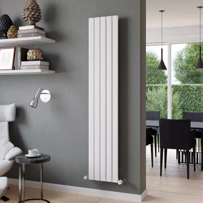 Eucotherm Delta Line Vertical Aluminium Radiator, white in a living space