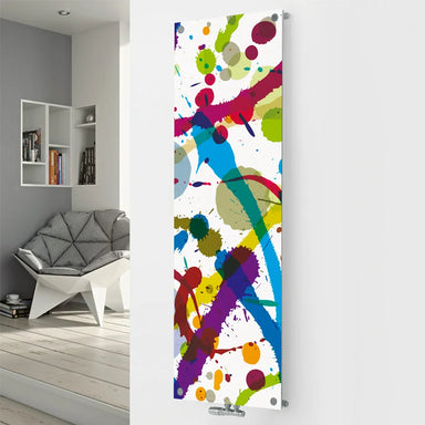 Eucotherm Mars Vitro Picture Vertical Radiator multicoloured pattern, in a living space