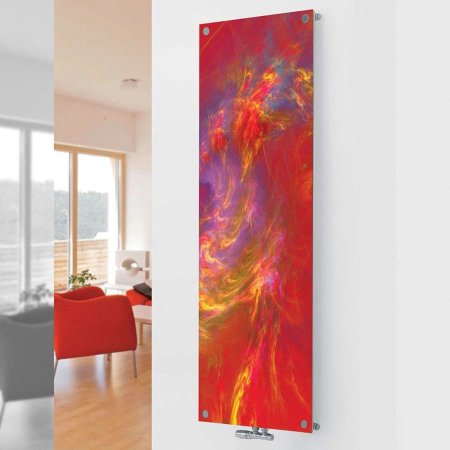 Eucotherm Mars Vitro Picture Vertical Radiator red multicoloured pattern, in a living space
