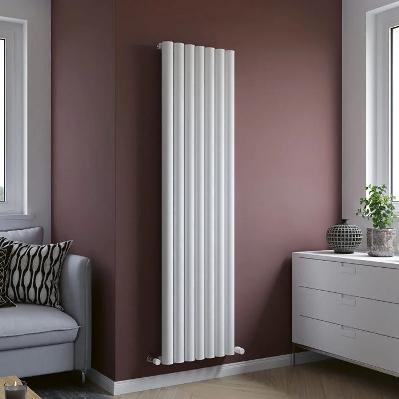 Eucotherm Orion Vertical Aluminium Radiator, white 1800x485mm in a living space