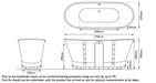 Hurlingham Drayton Freestanding Cast Iron Bath, Roll Top Painted Boat Bath 1700mm x 670mm drawing