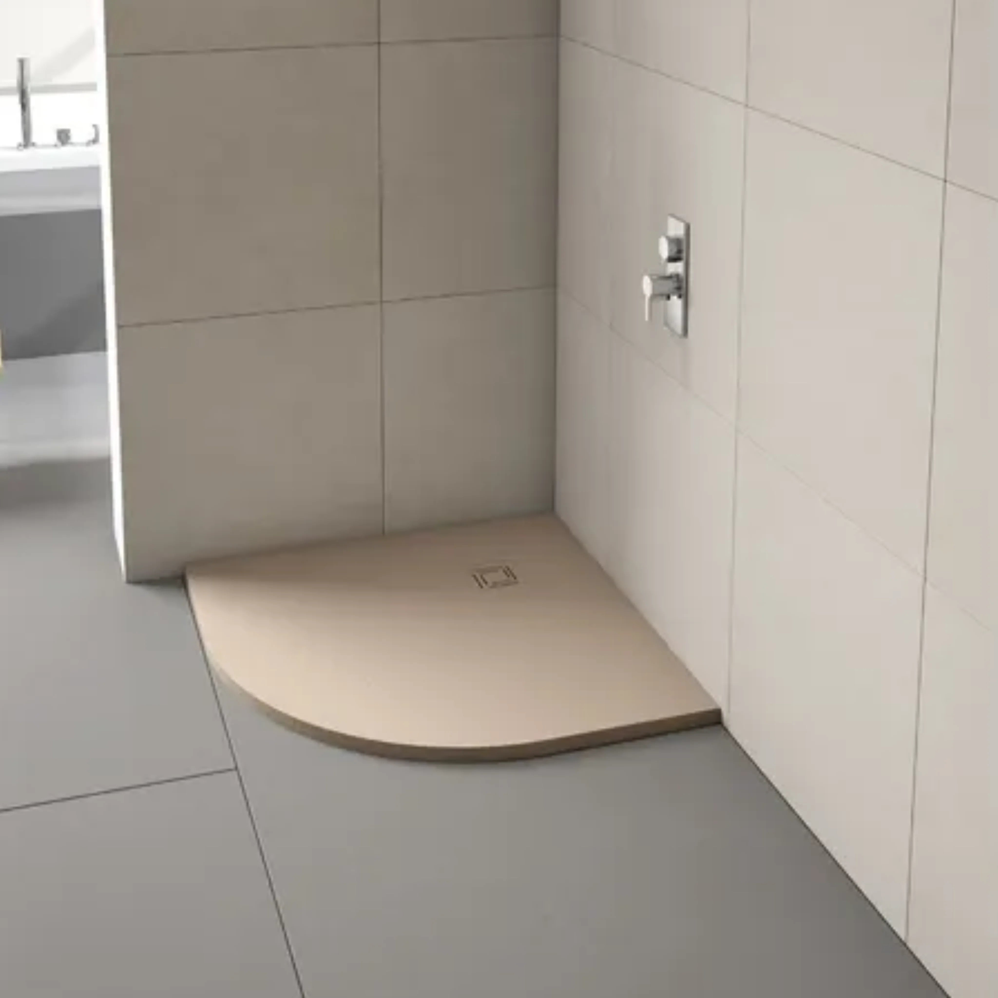 merlyn truestone quadrant shower tray sandstone, lifestyle image