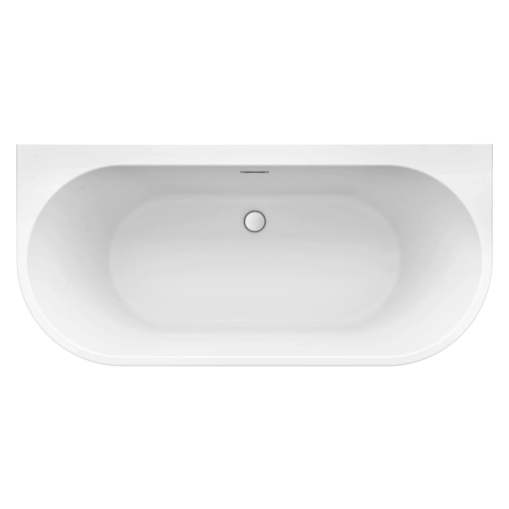 Tissino Angelo Double Ended D-Shape Acrylic Bath, Back To Wall, White 1700mm x 800mm