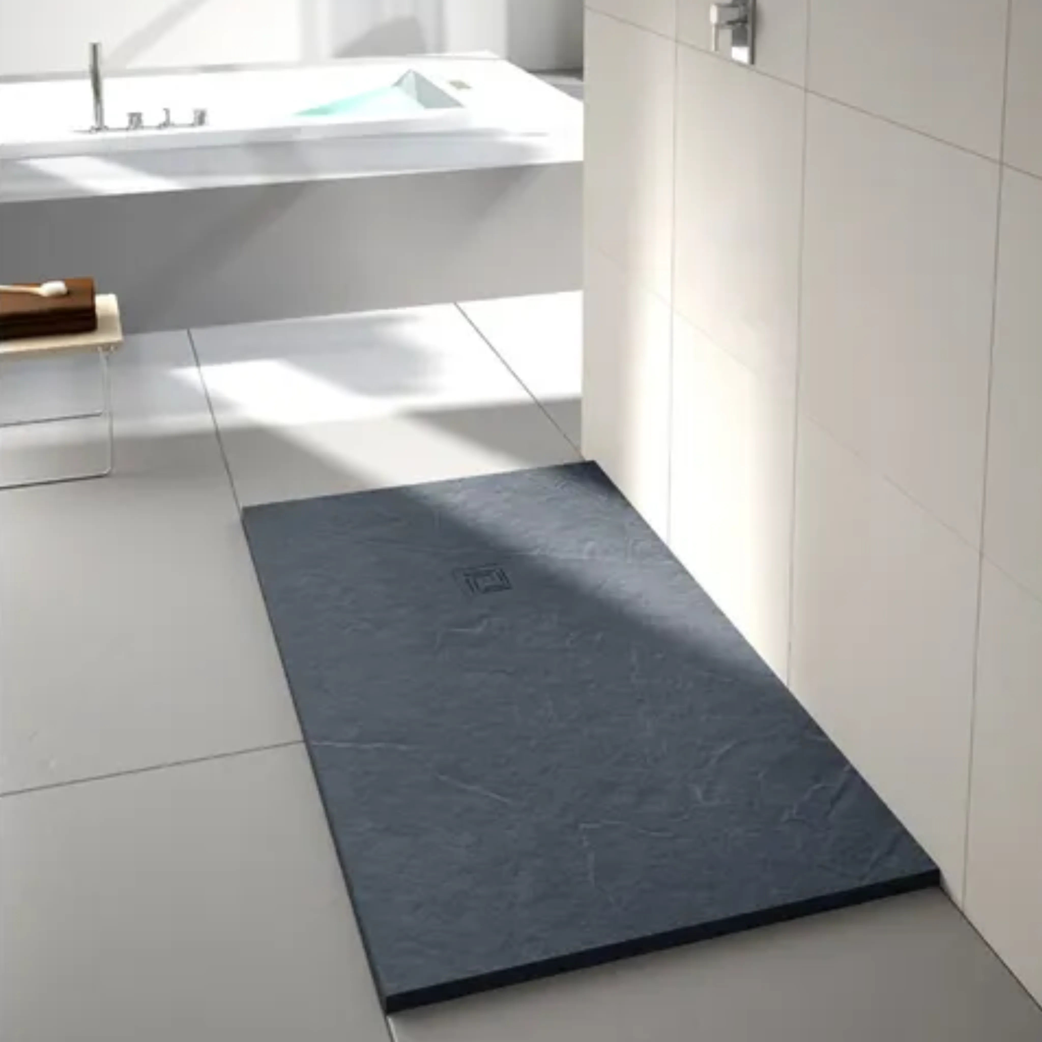 truestone rectangular shower tray graphite, lifestyle image