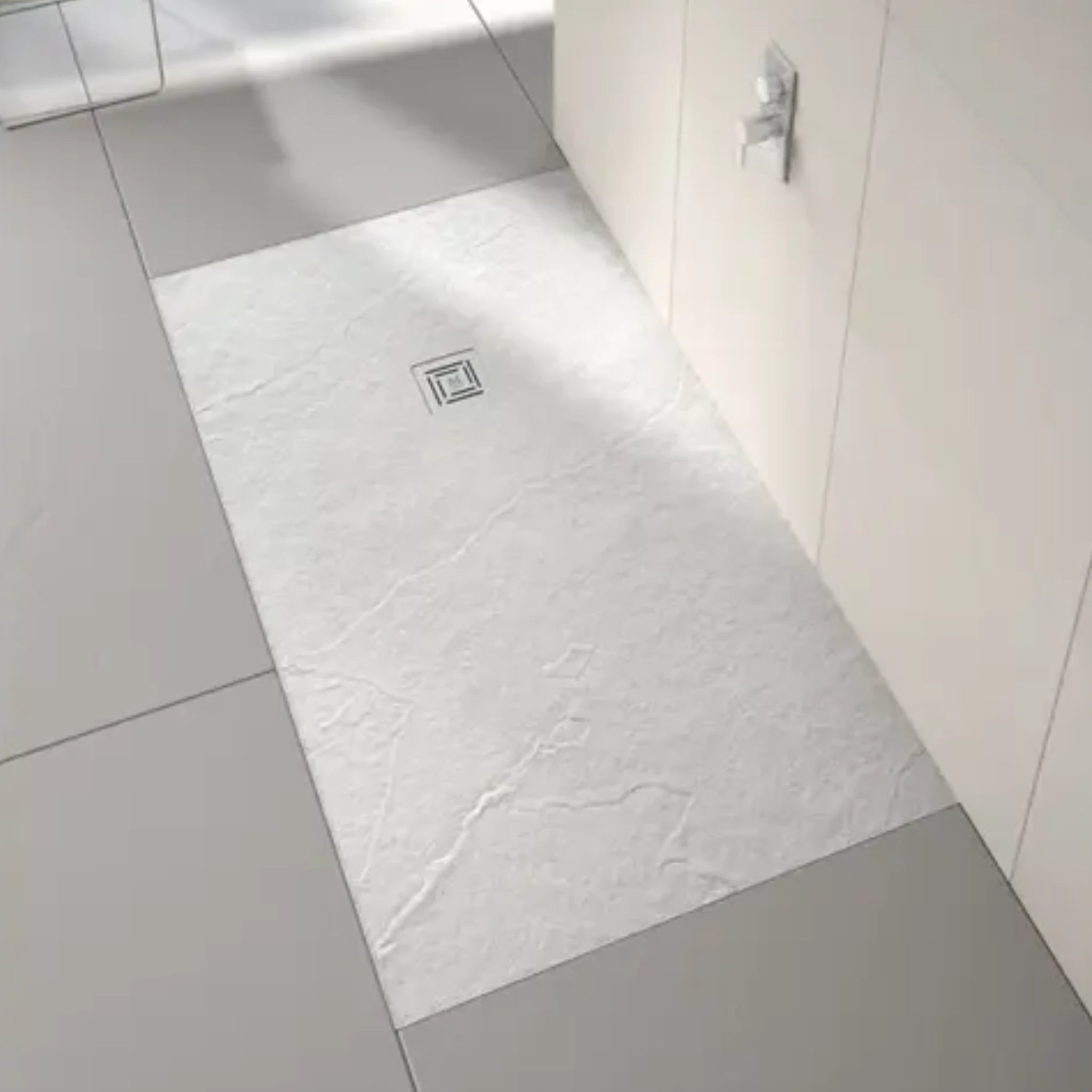 truestone rectangular shower tray white, lifestyle image