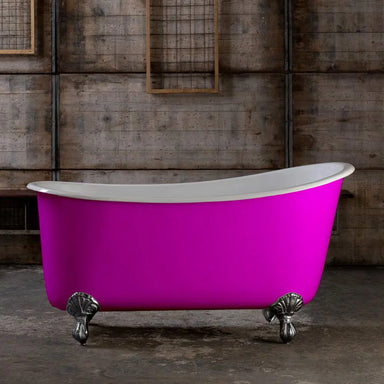 ambrose fuchsia pink freestanding bath bespoke colour with claw legs 
