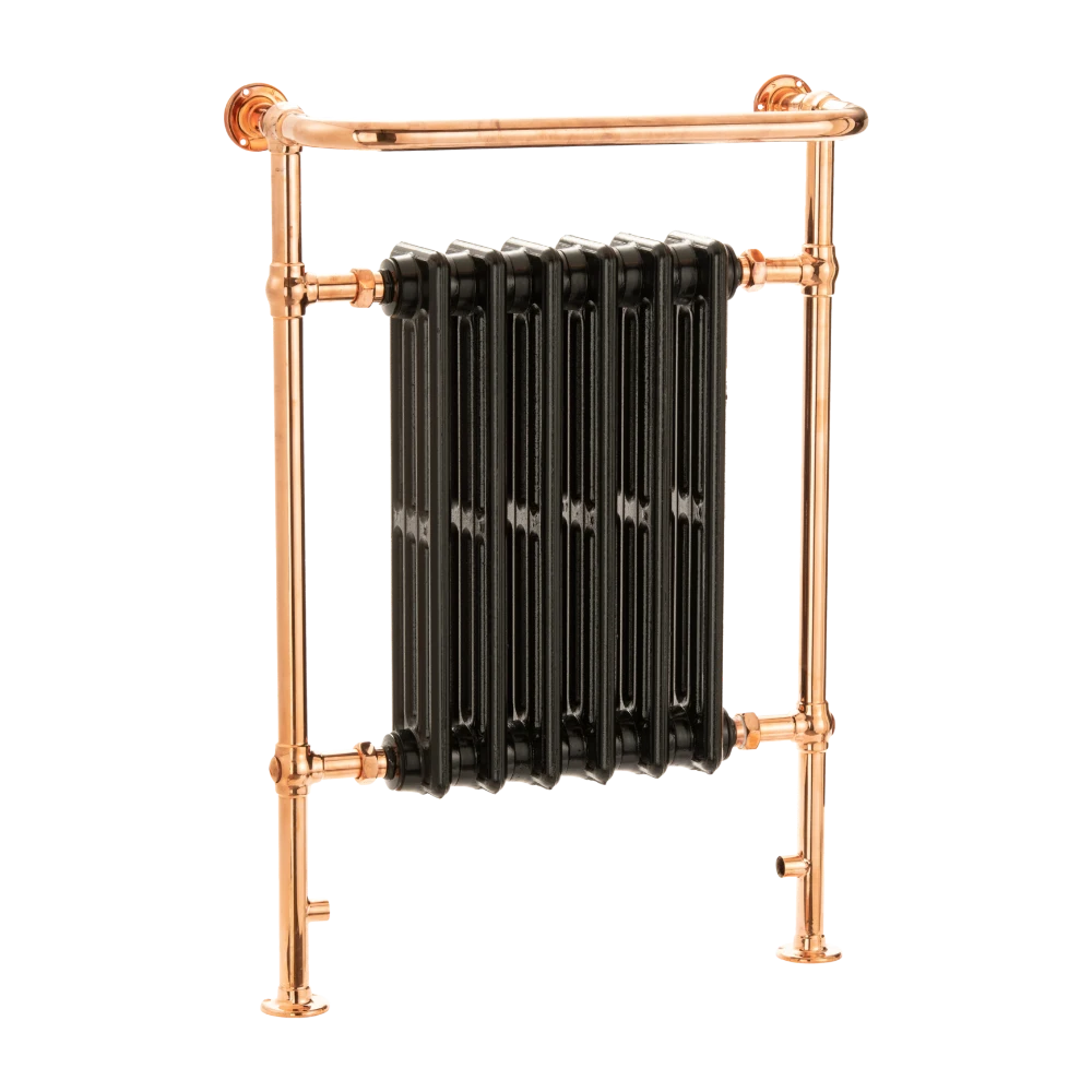 arroll heated towel radiator copper frame with black painted inner 