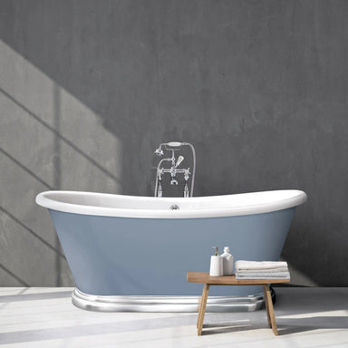 BC Designs Acrylic Boat Bath on Aluminium Plinth, Painted Bathtub 1800mm x 750mm BAS770 blue in luxury bathroom