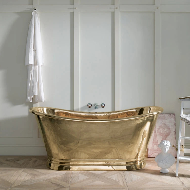 BC Designs Brass Boat Bath, Roll Top Bathtub 1500x725mm in a bathroom space
