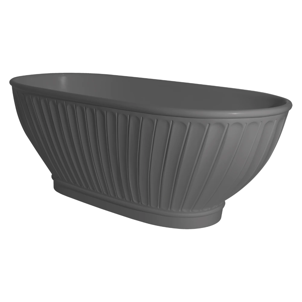 BC Designs Casini Cian Freestanding Bath, Double Ended Boat Bathtub 1680x750mm, industrial grey