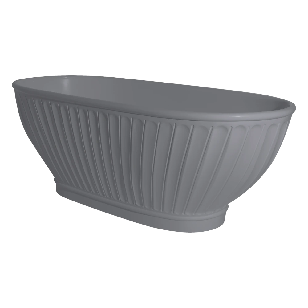 BC Designs Casini Cian Freestanding Bath, Double Ended Boat Bathtub 1680x750mm, powder grey
