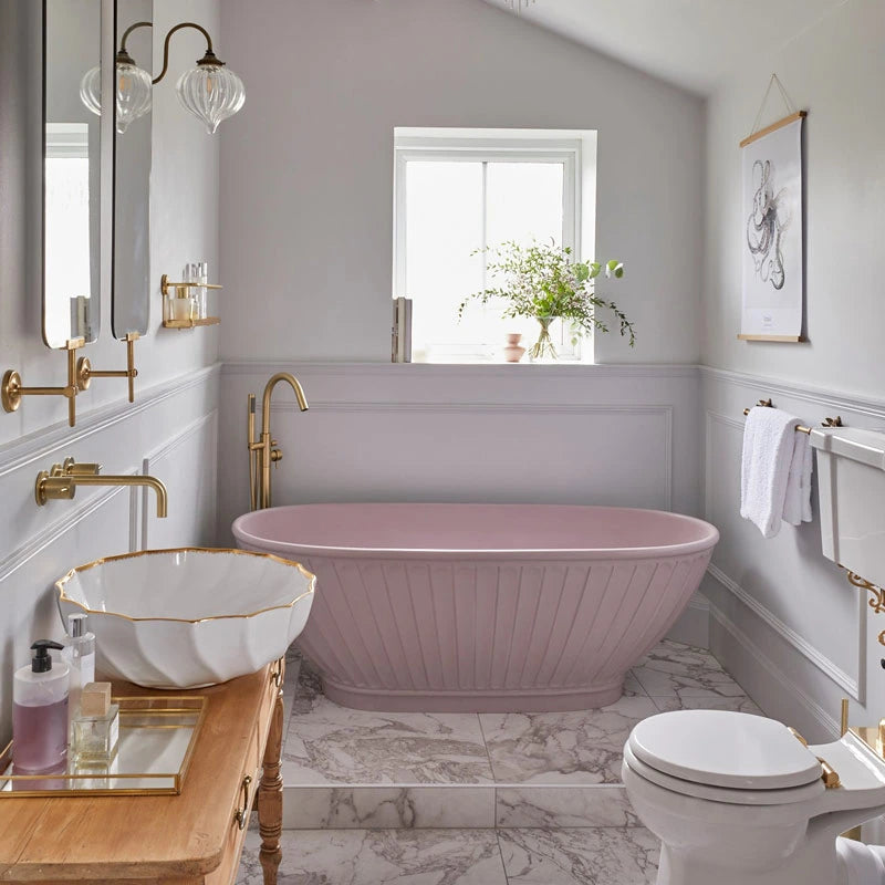 BC Designs Casini Cian Freestanding Bath, Double Ended Boat Bathtub 1680x750mm satin rose interior bathroom image