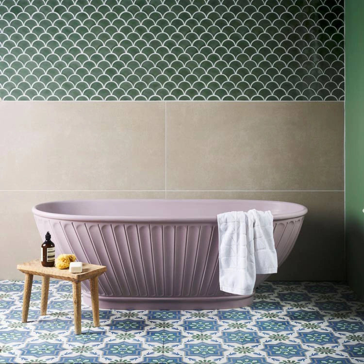 BC Designs Casini Cian Freestanding Bath, Double Ended Boat Bathtub 1680x750mm satin rose interior image