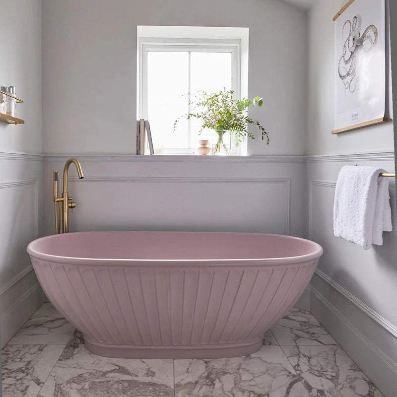 BC Designs Casini Cian Freestanding Bath, Double Ended Boat Bathtub 1680x750mm satin rose interior image