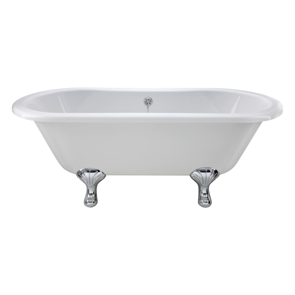 BC Designs Elmstead Acrylic Freestanding Bath, Roll Top Painted Bath With Feet 1500mm x 745mm BAU035 BAU045 polished white feet set 1