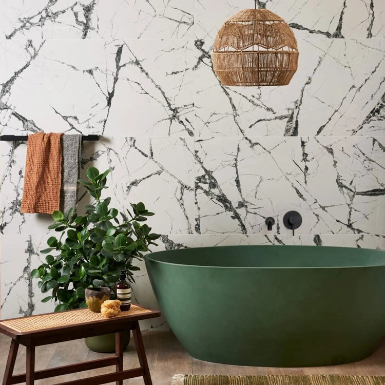 BC Designs Esseta Cian Freestanding Bath, White & Colourkast Finishes 1510mm x 760mm BAB070 BAB071 khaki green in luxury bathroom