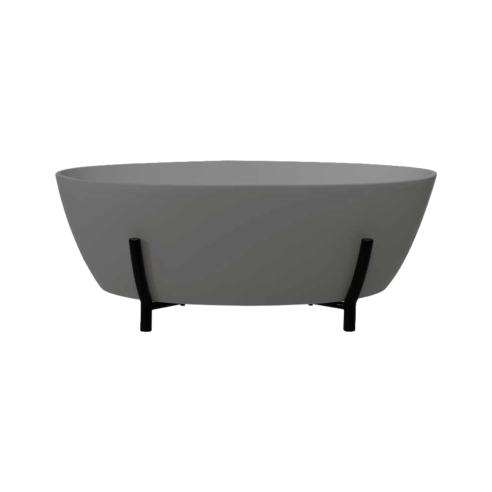 BC Designs Essex Cian Freestanding Bath, White & Colourkast Finishes 1510mm x 759mm BAB080 BAB081IG industrial grey