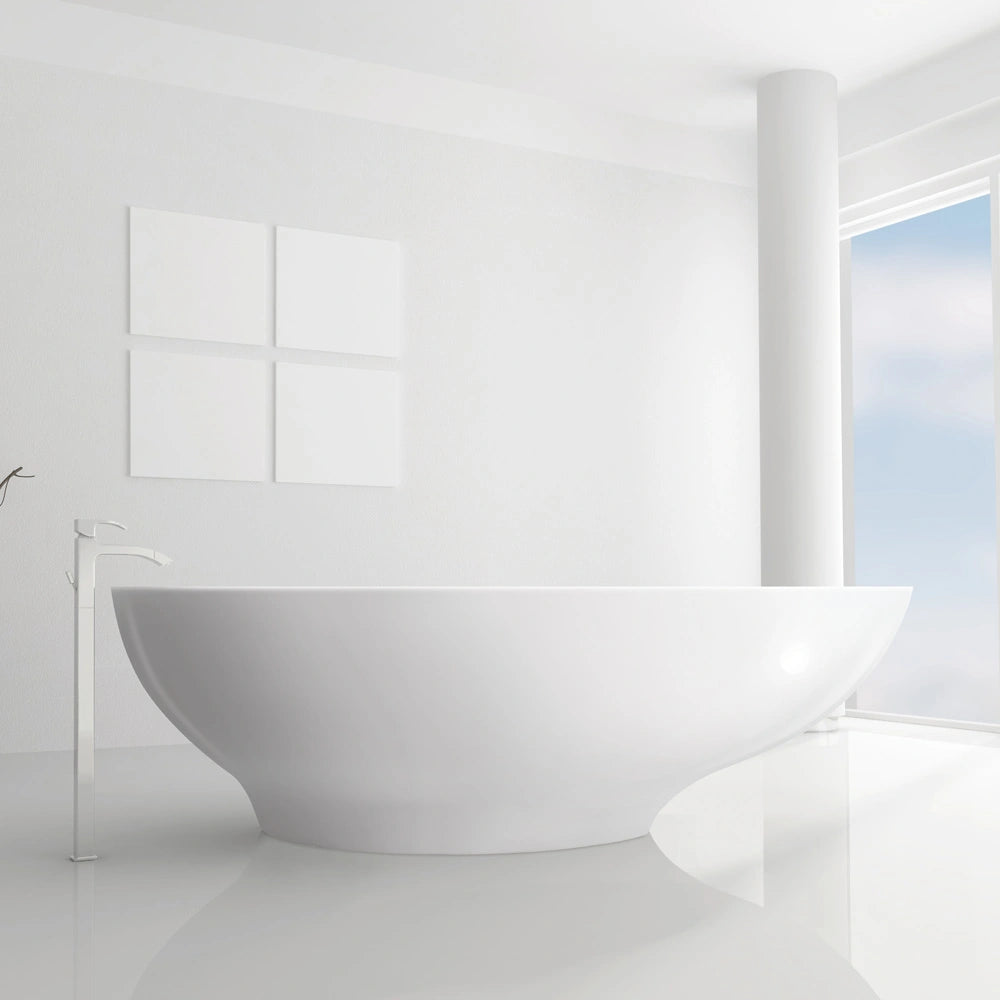 BC Designs Gio Cian Freestanding Oval Bath, White & Colourkast Finishes 1645mm x 935mm BAB062 polished white