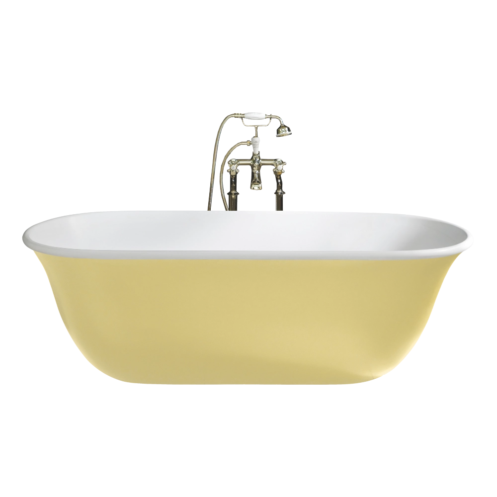 BC Designs Omnia Cian Freestanding Bath, Double Ended Bathtub, Bespoke Painted 1615x760mm BAB078 in yellow