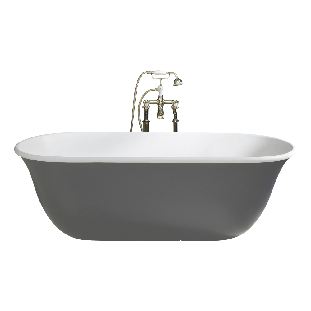 BC Designs Omnia Cian Freestanding Bath, Double Ended Bathtub, Bespoke Painted 1615x760mm BAB078 in grey