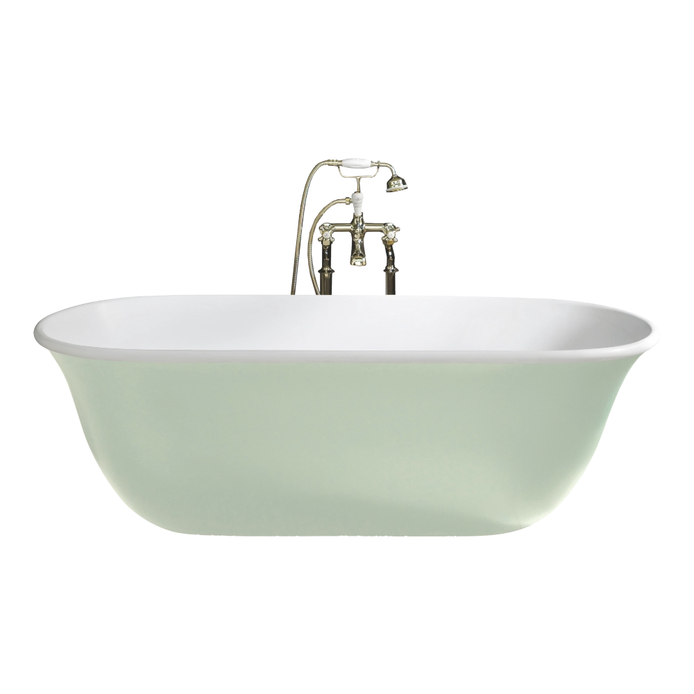 BC Designs Omnia Cian Freestanding Bath, Double Ended Bathtub, Bespoke Painted 1615x760mm BAB078 in light green