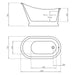 BC Designs Penny Acrylic Freestanding Small Bath, Roll Top Painted Slipper 1360x750mm technical drawing