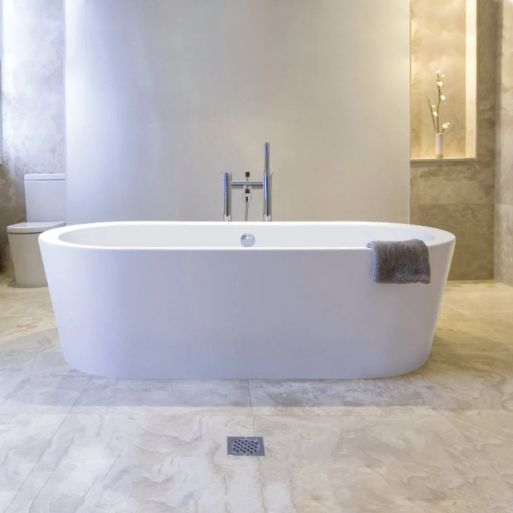 BC Designs Plazia Acrylic Freestanding Bath, Double Ended Bath, Polished White, 1780x800mm bathroom