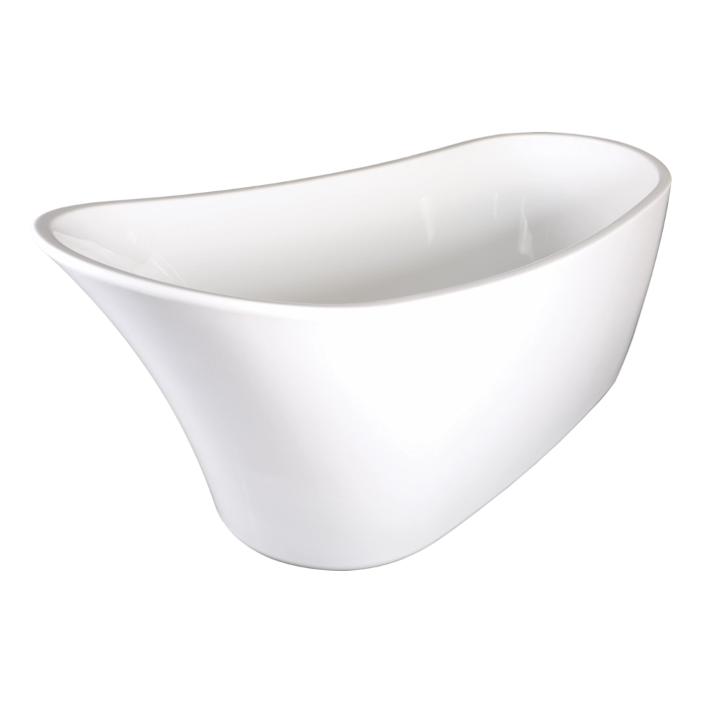 BC Designs Slipp Acrylic Freestanding Slipper Bath, Polished White, 1590x675mm side view