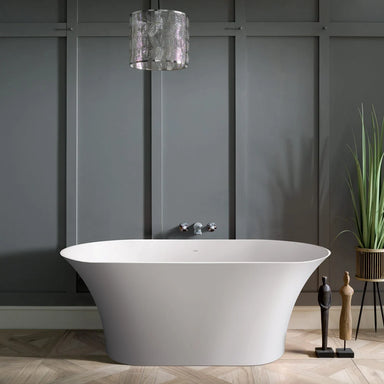 BC Designs Verdicio Freestanding Cian Bath, White & Colourkast Finishes 1680mm x 700mm BAB054 BAB055 Silk matt shite finish in luxury bathroom