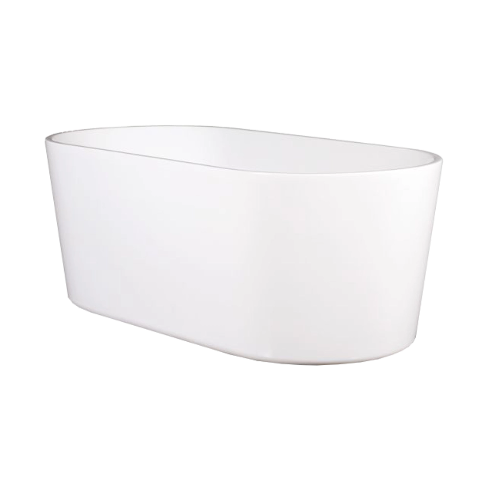 BC Designs Viado Acrylic Freestanding Bath, Double Ended Bath, Polished White, 1680x740mm side view