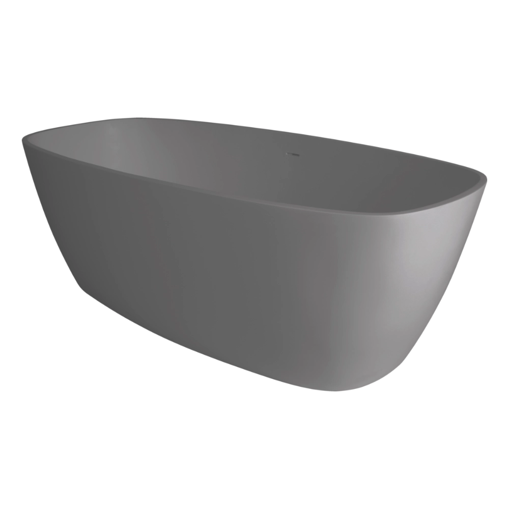 BC Designs Vive Cian Freestanding Bath, White & Colourkast Finishes 1610mm x 750mm BAB063 BAB064IG in industrial grey