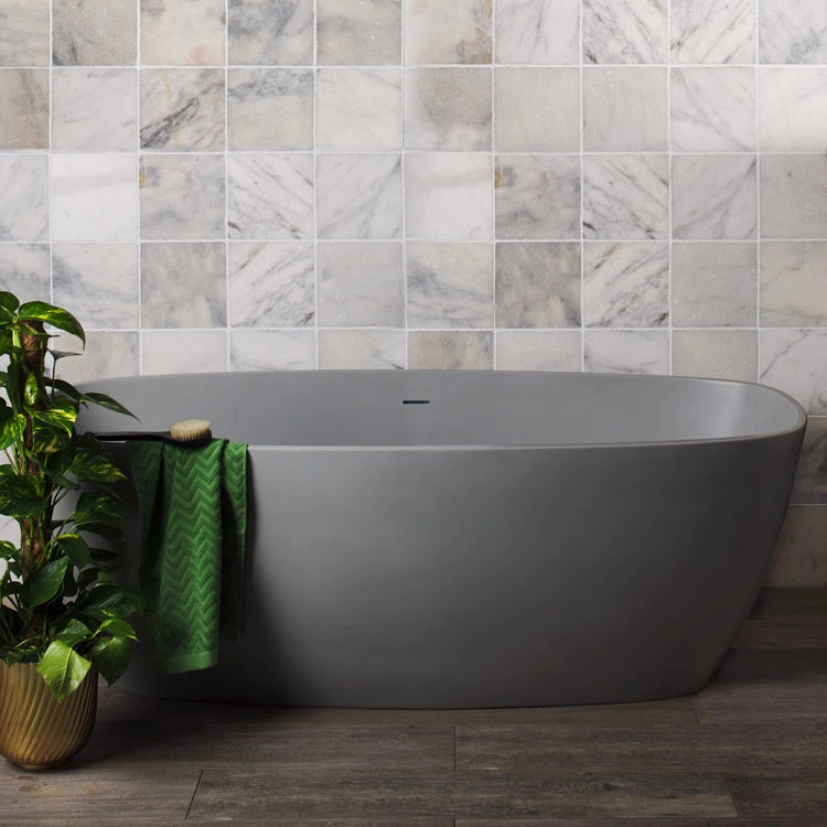 BC Designs Vive Cian Freestanding Bath, White & Colourkast Finishes 1610mm x 750mm BAB063 BAB064 industrial grey in bathroom