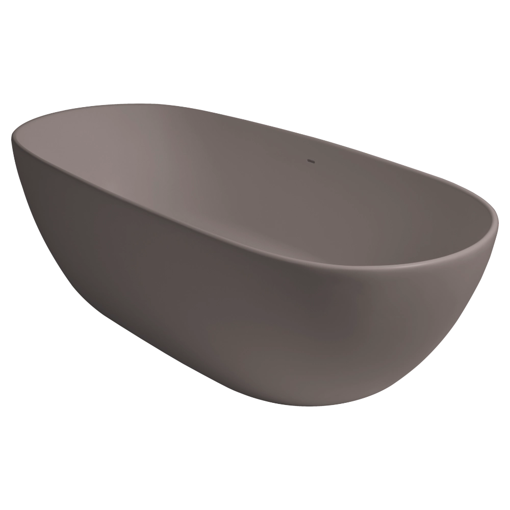 BC Designs Vive Cian Freestanding Bath, White & Colourkast Finishes 1610mm x 750mm BAB063 BAB064F in light fawn colour