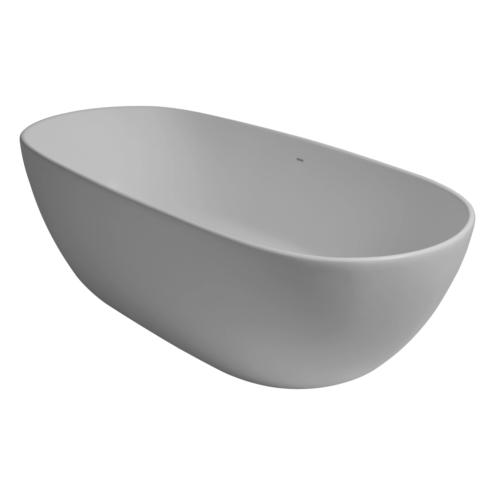 BC Designs Vive Cian Freestanding Bath, White & Colourkast Finishes 1610mm x 750mm BAB063 BAB064PG in powder grey colour