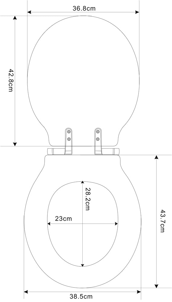 BC Designs toilet seat dimensions, specification drawing