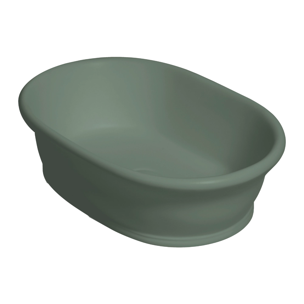 BC Designs Bampton Aurelius Cian Countertop Bathroom Basin 535mm in khaki green finish