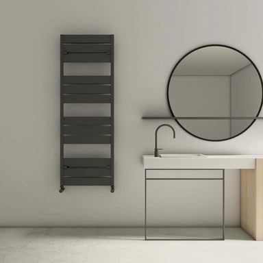 mack bath by carisa radiator in a bathroom space modern design anthracite colour wall hanging towel rail
