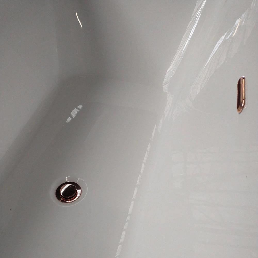 Charlotte Edwards Bath Waste Plug & Overflow copper showcase in bath